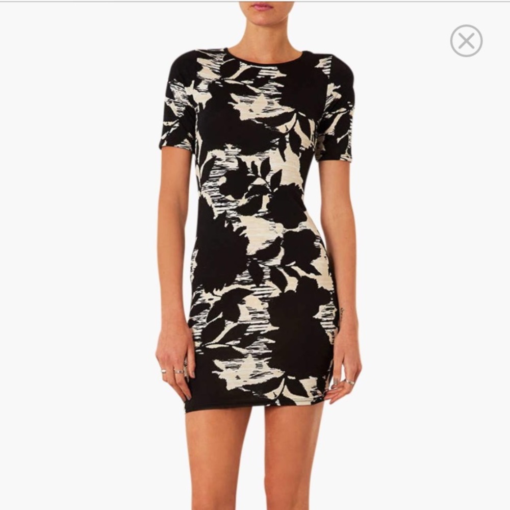 Topshop floral print t-shirt dress, black/cream, 8